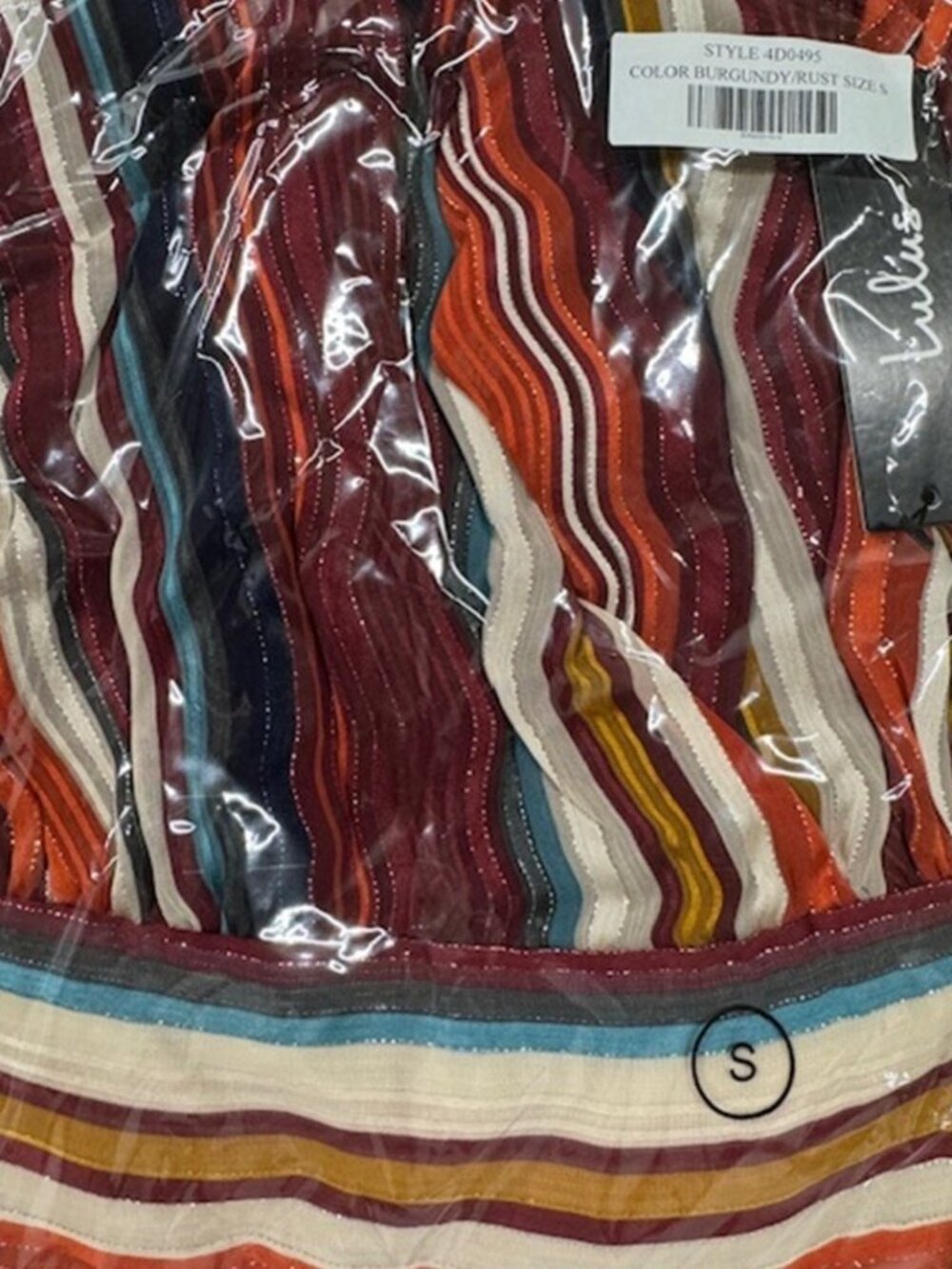 Lulus Make My Dreams Come True Burgundy Multi Striped Midi Dress NWT - Picture 5 of 8